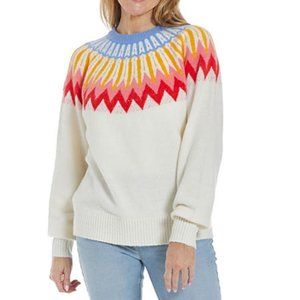 French Connection Essentials Women's Long Sleeve Ivory Fair Isle Sweater…